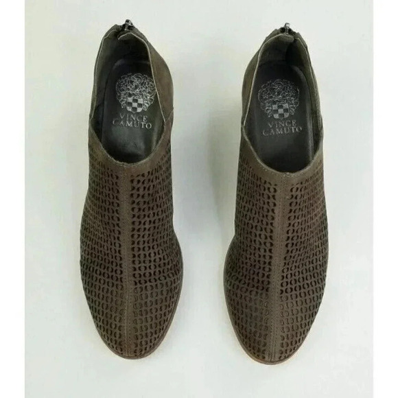 Vince Camuto 8M Women's Chocolate Brown Back Zip Mid Ankle Block Heel Lazar Cut - Picture 9 of 12